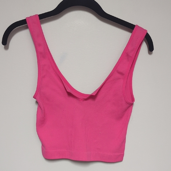 Hot Pink Cropped Sleeveless Tank Top - Picture 1 of 3